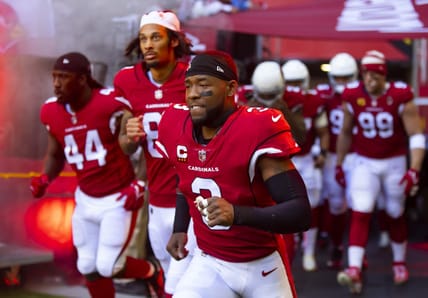 Nov 27, 2022; Glendale, Arizona, USA; Arizona Cardinals safety Budda Baker (3) against the Los Angeles Chargers at State Farm Stadium. Mandatory Credit: Mark J. Rebilas-USA TODAY Sports
